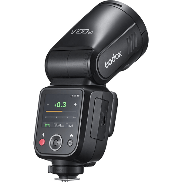 Godox V100 zu Nikon Aufsteckblitz mit Akku