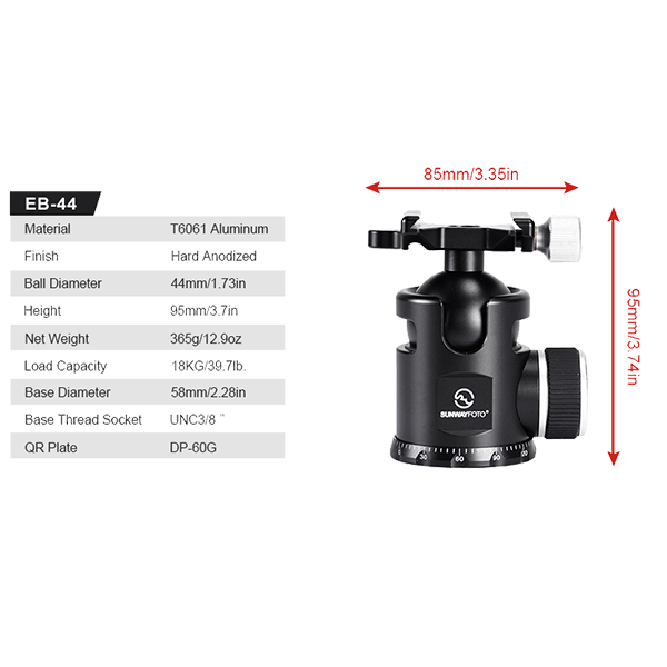 Ballhead EB-44 with Plate DP-60G from Sunwayfoto