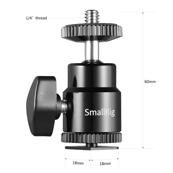 Universal ball head to flash shoe mount or tripods from SmallRig