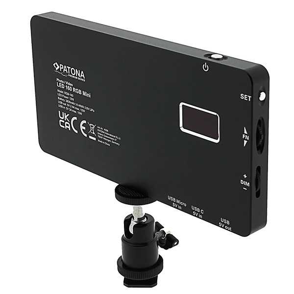 LED160 Foto und Videolicht mit Akku und RGB von Patona hinterseite