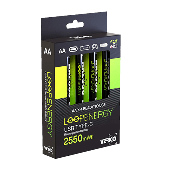 Wiederaufladbarer Batterie USB-C AA-Akkus 2550mWh Verico