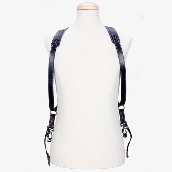 Bronkey Tokyo #701 dual camera strap, leather, black, front view