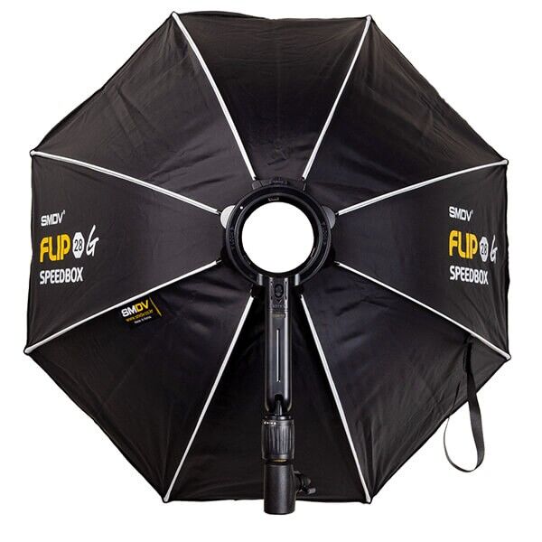 SMDV Softbox Flip 28 G – achteckige Softbox für Aufsteckblitz rückseite