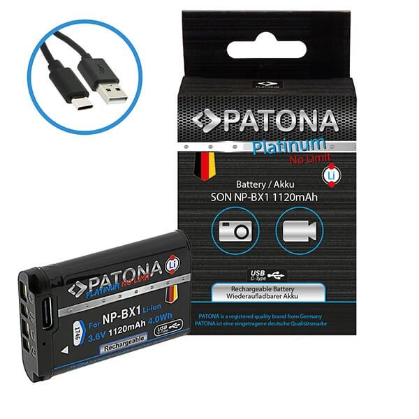 Patona Platinum Battery similar to the Sony NP-BX1 with USB-C 1120 mAh