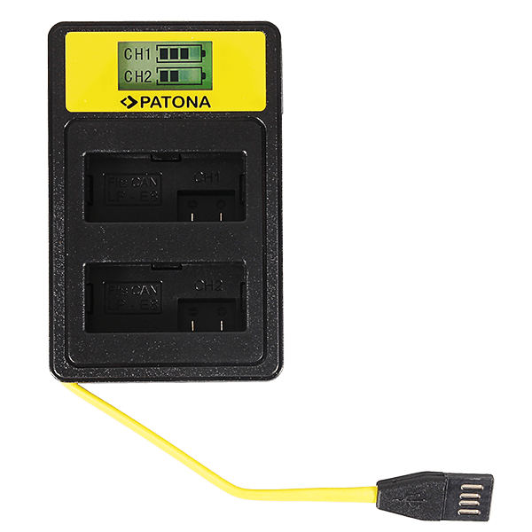 Smart Dual LCD USB Ladegerät für Canon LP-E8 von Patona