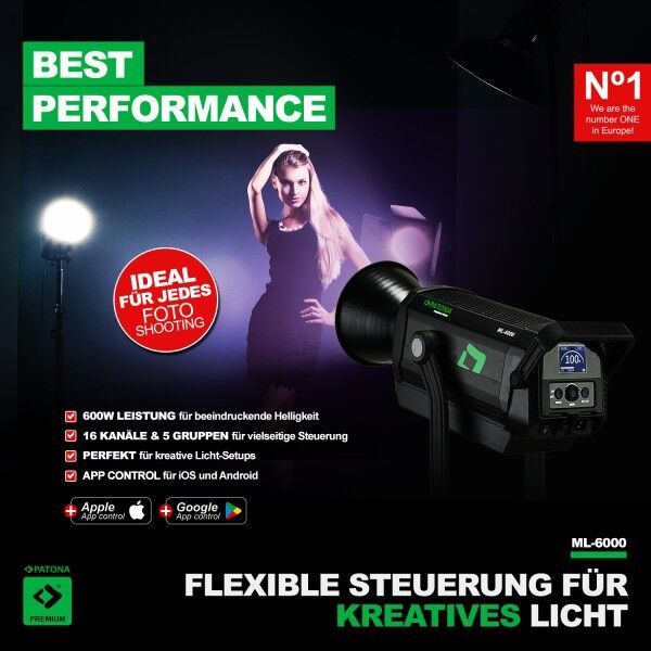 Anwendung des Patona LED 600W Bi-Color Lichts bei Foto und Videoaufnahme