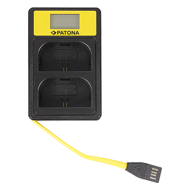 Smart Dual LCD USB Ladegerät für Canon LP-E6 von Patona