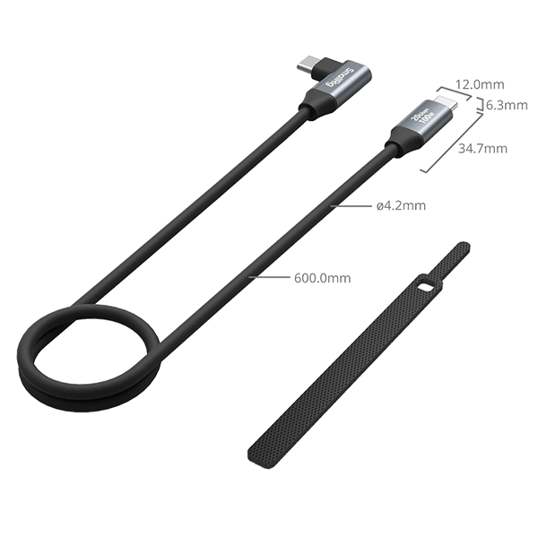 SmallRig USB-C straight to USB-C angled data cable 60cm 4791 SmallRig USB-C straight to USB-C angled data cable 60cm 4791