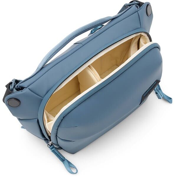 Peak Design Everyday Sling 3L Ocean with interior compartments open