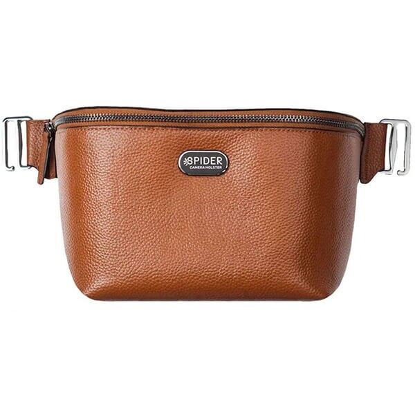 Frontansicht der SpiderPro Ledertasche braun aus Leder Frontansicht der SpiderPro Ledertasche braun aus Leder