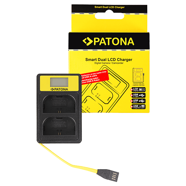 Smart Dual LCD USB Ladegerät für Canon LP-E6 von Patona