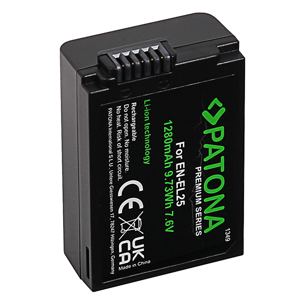 Premium Akku Nikon EN-EL25 von Patona zu Nikon Z50 und Zfc