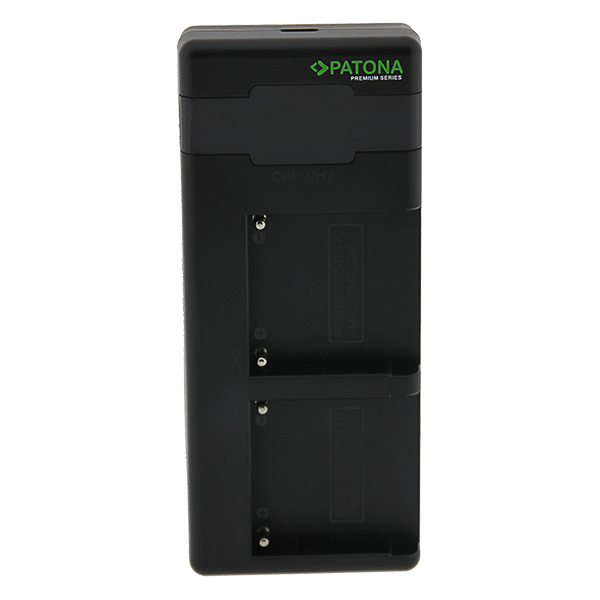 Doppel USB C ladegeraet zu Sony F550 F750 F970 FM50 FM500H stehend