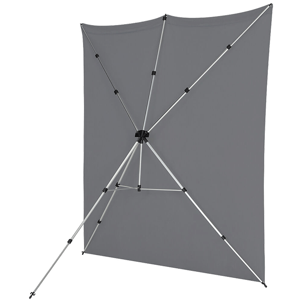 Westcott X-Drop Pro Fotohintergrund Set grau 2.4x2.4 m von hinten