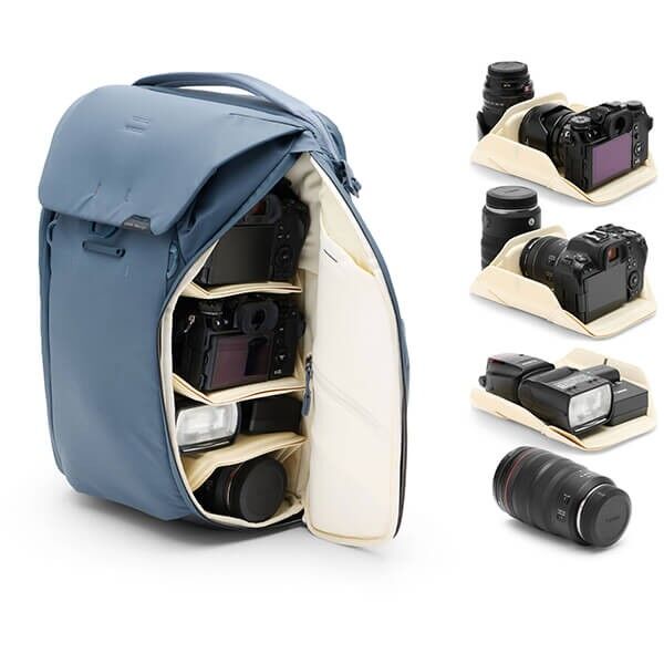 Peak Design Everyday Backpack Ocean seitlicher Zugriff auf die Kamera Peak Design Everyday Backpack Ocean seitlicher Zugriff auf die Kamera