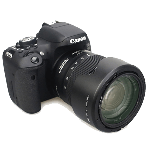 JJC LH-73D Gegenlichtblende montiert an Canon Objektiv