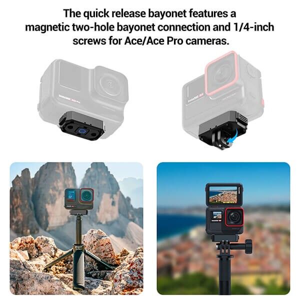 Magnetic quick-release mount during action shot with Insta360