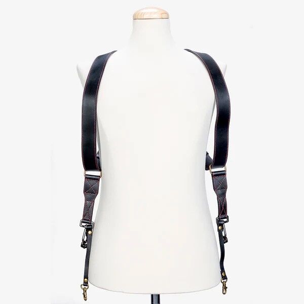 Bronkey Double-Strap Leather Camera Strap Tokyo #501 in Black and Red