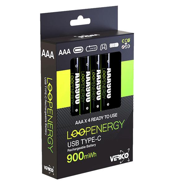 Rechargeable battery USB-C AAA batteries 900mWh Verico