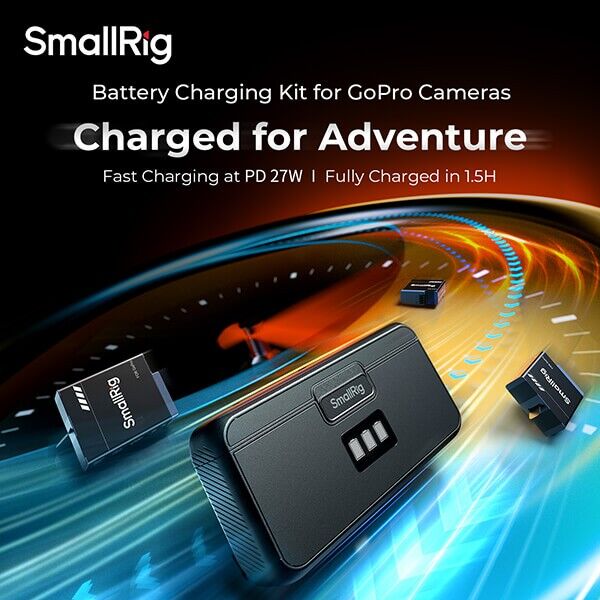 USB-C charging box with three batteries from SmallRig open