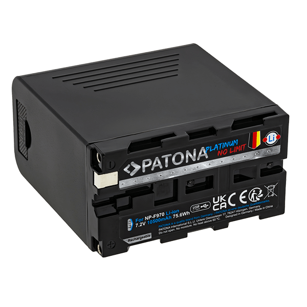 Akku Sony NP-F970 mit USB-C Input von Patona unterseite