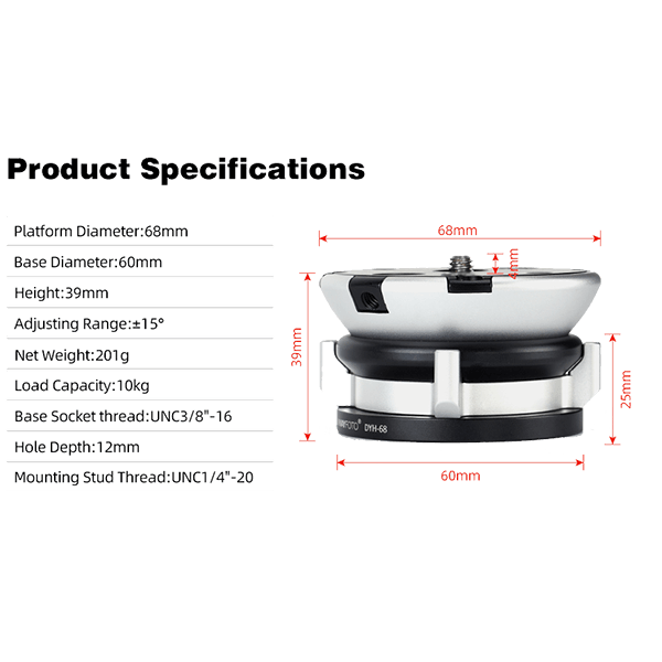 DYH-68 Nivellierkopf mit Schmetterlingsmanschette von Sunwayfoto