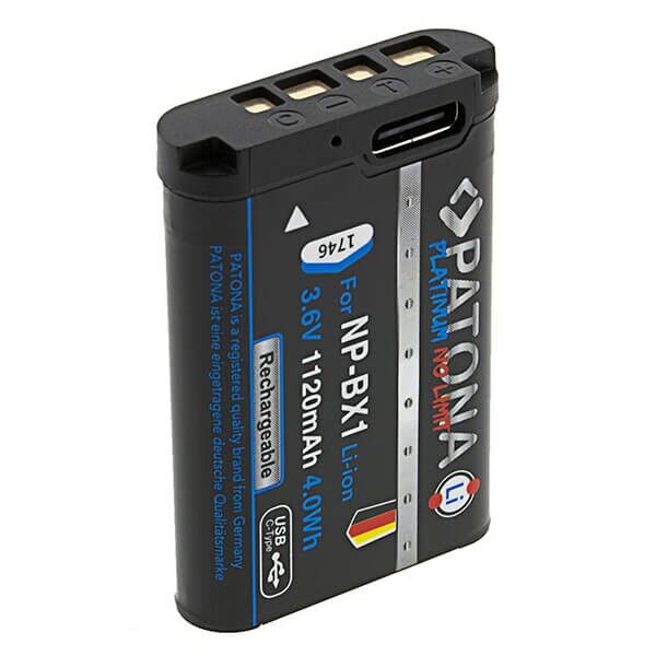 Patona Platinum Battery similar to the Sony NP-BX1 with USB-C 1120 mAh Patona Platinum Battery similar to the Sony NP-BX1 with USB-C 1120 mAh