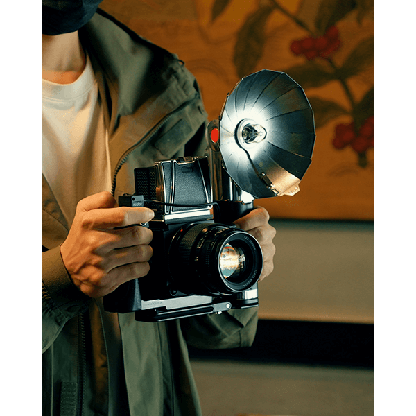 Godox Lux Master Retro Kamera Blitzgerät auf Analog Kamera