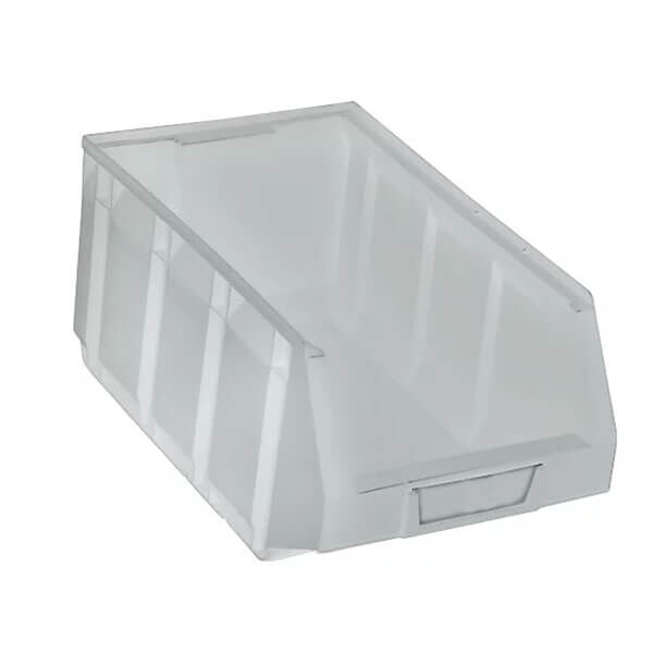 Open fronted storage bins, clear, 12 litres, 342 x 204 x 164 mm, stackable