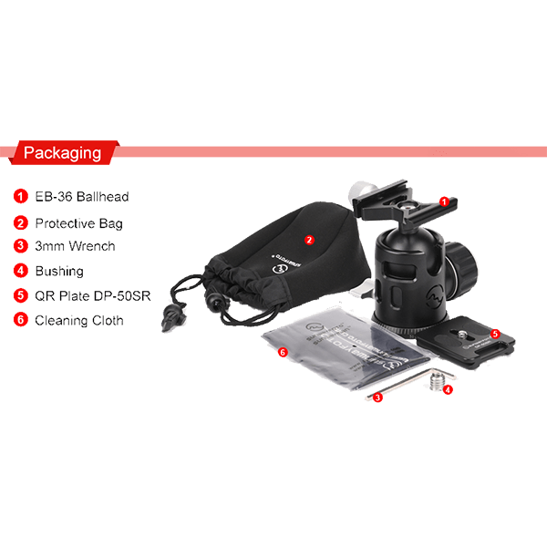 Kugelkopf Arca Swiss EB-36 mit Platte DP-50SR Sunwayfoto Kugelkopf Arca Swiss EB-36 mit Platte DP-50SR Sunwayfoto