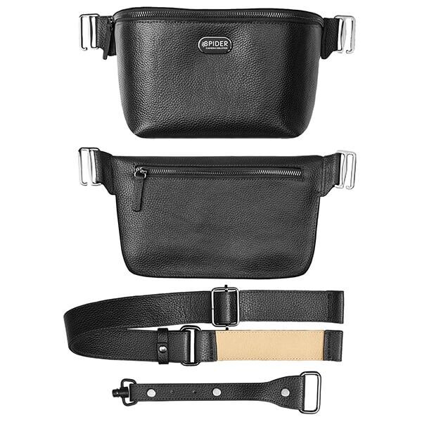 SpiderPro Ledertasche schwarz Frontansicht
