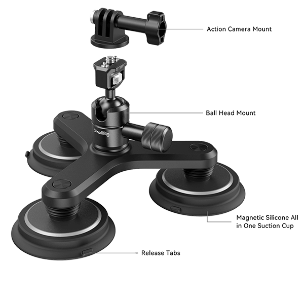 SmallRig Suction Cup Mount Triple Magnetic for Action Cameras 4468