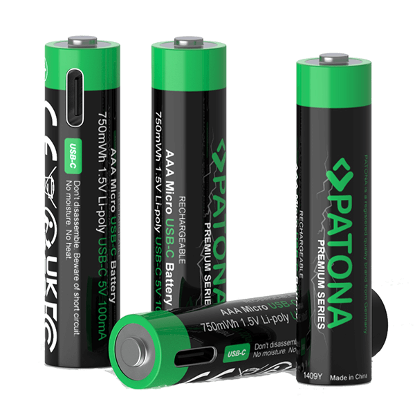 Wiederaufladbarer Batterie USB-C AAA-Akkus 750mWh Patona Set