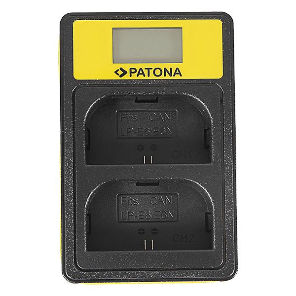 Smart Dual LCD USB Ladegerät für Canon LP-E6 von Patona