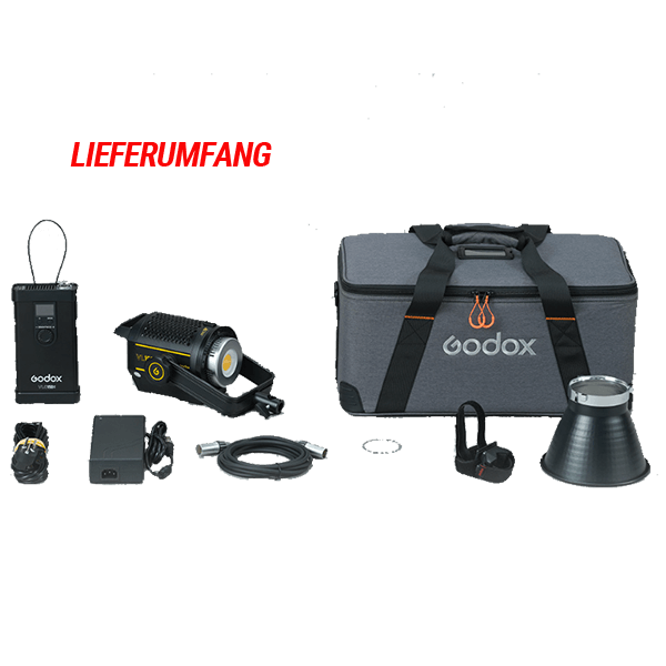 Godox VL150II Videoleuchte mit Bowens Anschluss Lieferumfang