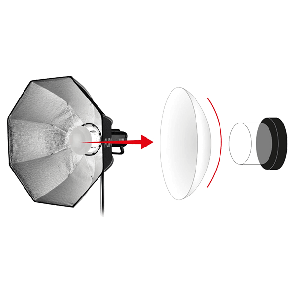 Softbox Flip Beauty Dish 24 SMDV mit Bowens Anschluss funktion