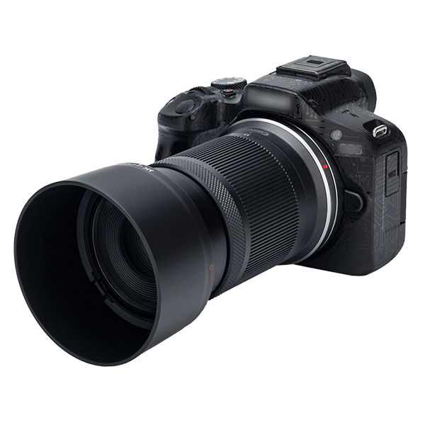 Gegenlichtblende Canon ET-60B zu Canon RF-S 55-210mm IS STM von JJC mit Kamera