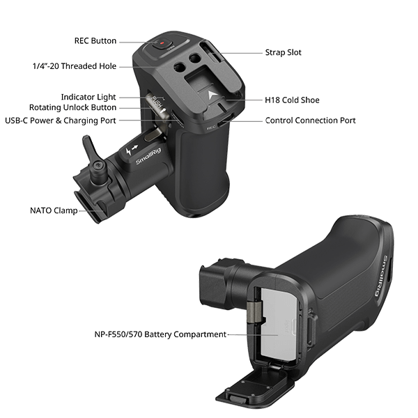 SmallRig Handgriff mit Auslöser Rec zu ausgewählte Canon und Blackmagic Kameras 5235