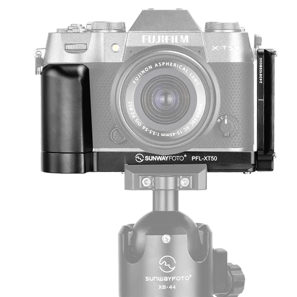 Dedicated L-bracket for Fujifilm X-T50 with Arca Swiss