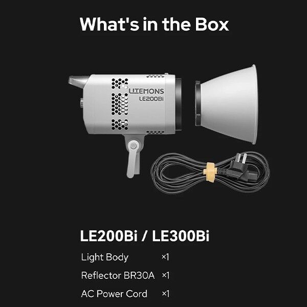 Godox LE200Bi LED Dauerlicht mit Bowens Mount Lieferumfang