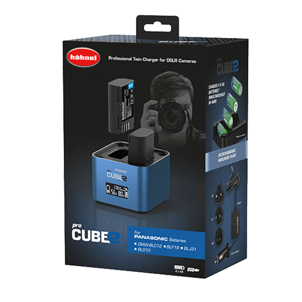 Hähnel Pro Cube 2 Doppel Ladegerät Panasonic DMW-BLC12 DMW-BLF19 DMW-BLG10 DMC-BLJ31 Verpackung
