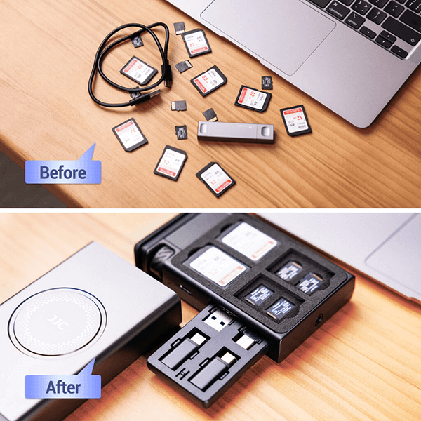 SD Kartenleser und Aufbewahrung in einem von JJC in grau