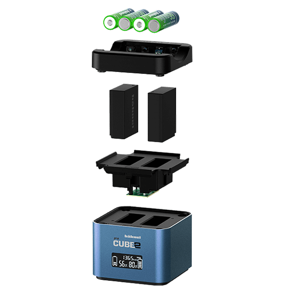 Hähnel Pro Cube 2 Doppel Ladegerät Panasonic DMW-BLC12 DMW-BLF19 DMW-BLG10 DMC-BLJ31