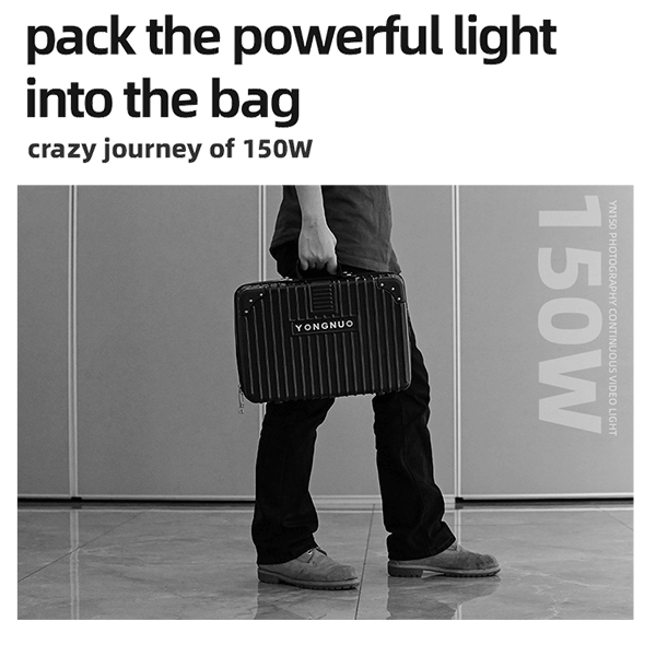 Kompaktes und leichtes Yongnuo YN150 LED Dauerlicht Transport
