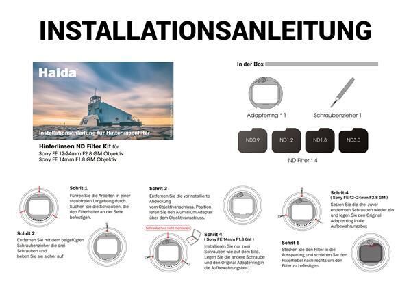 Nano Pro Rear Lens ND Filter Kit Sony 14mm f 1.8 GM Lens 