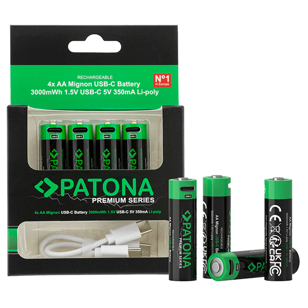 Wiederaufladbarer Batterie USB-C AA-Akkus 3000mWh Patona