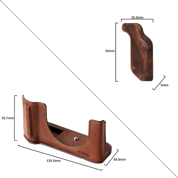 SmallRig Leather Case Kit für Fujifilm GFX100RF in Braun - Abmessungen