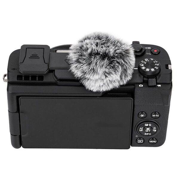Microphone windshield Canon PowerShot V1 mounted