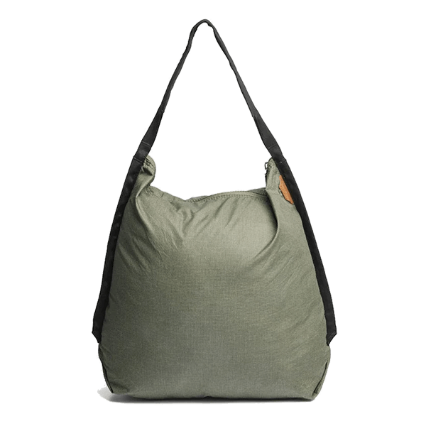Peak Design shopping bag in Sage – front view unfolded