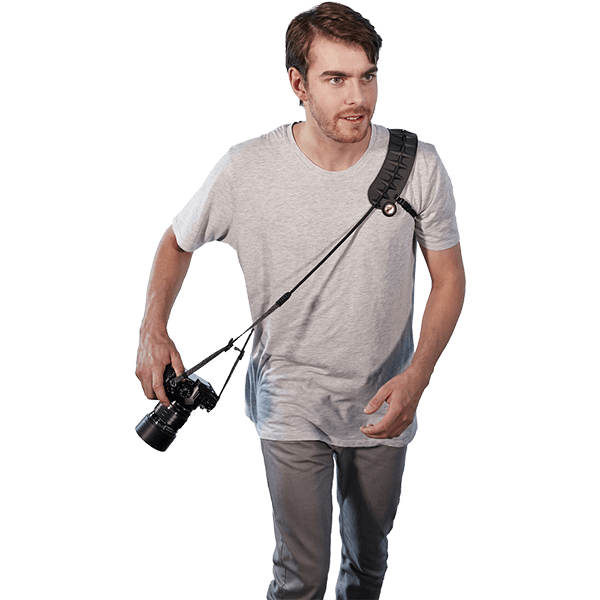 Kameragurt Sun Sniper Easy Glyder in Aktion Kameragurt Sun Sniper Easy Glyder in Aktion